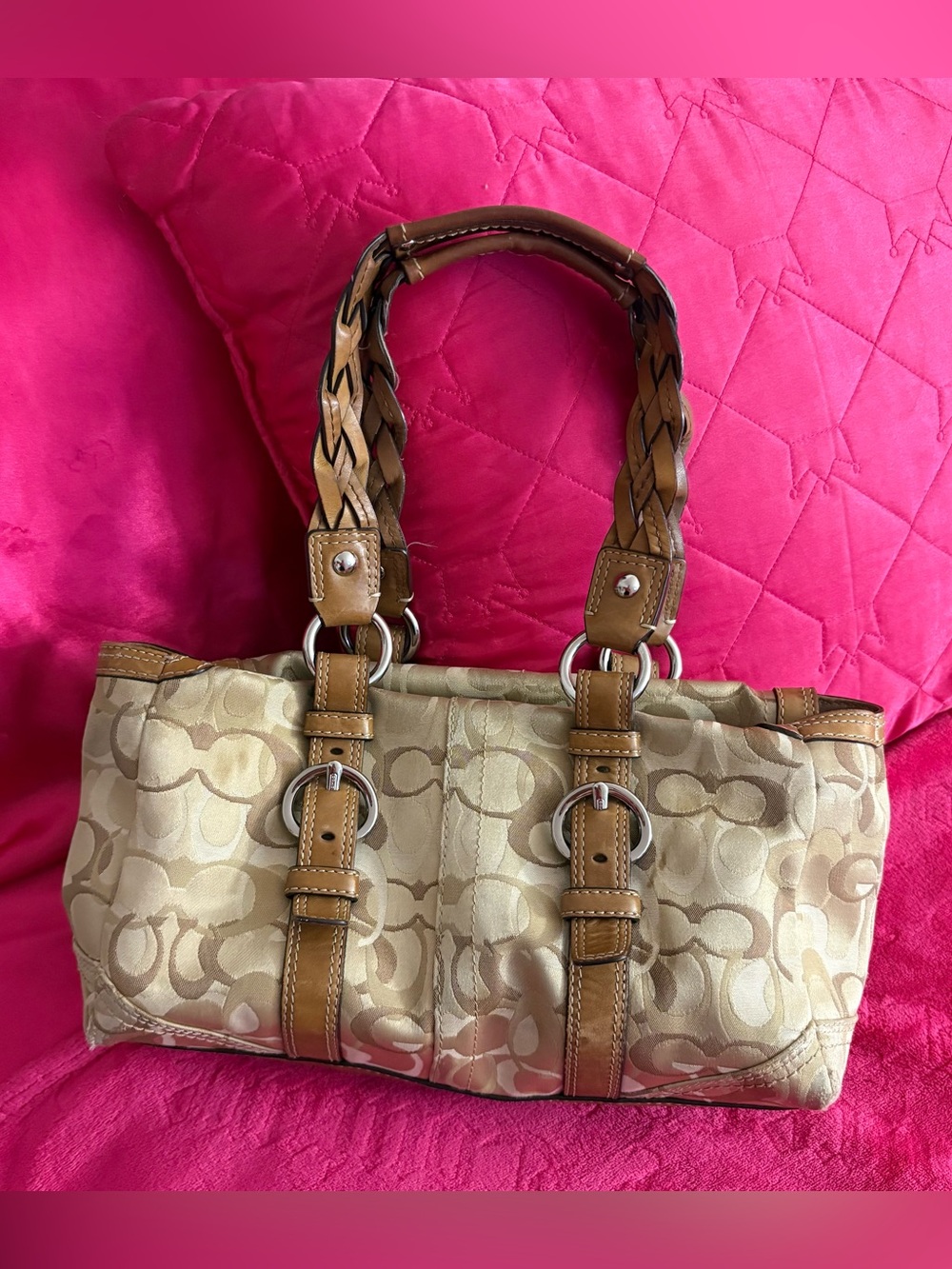 Coach 10995 Chelsea Optic Signature Turn Lock Satchel